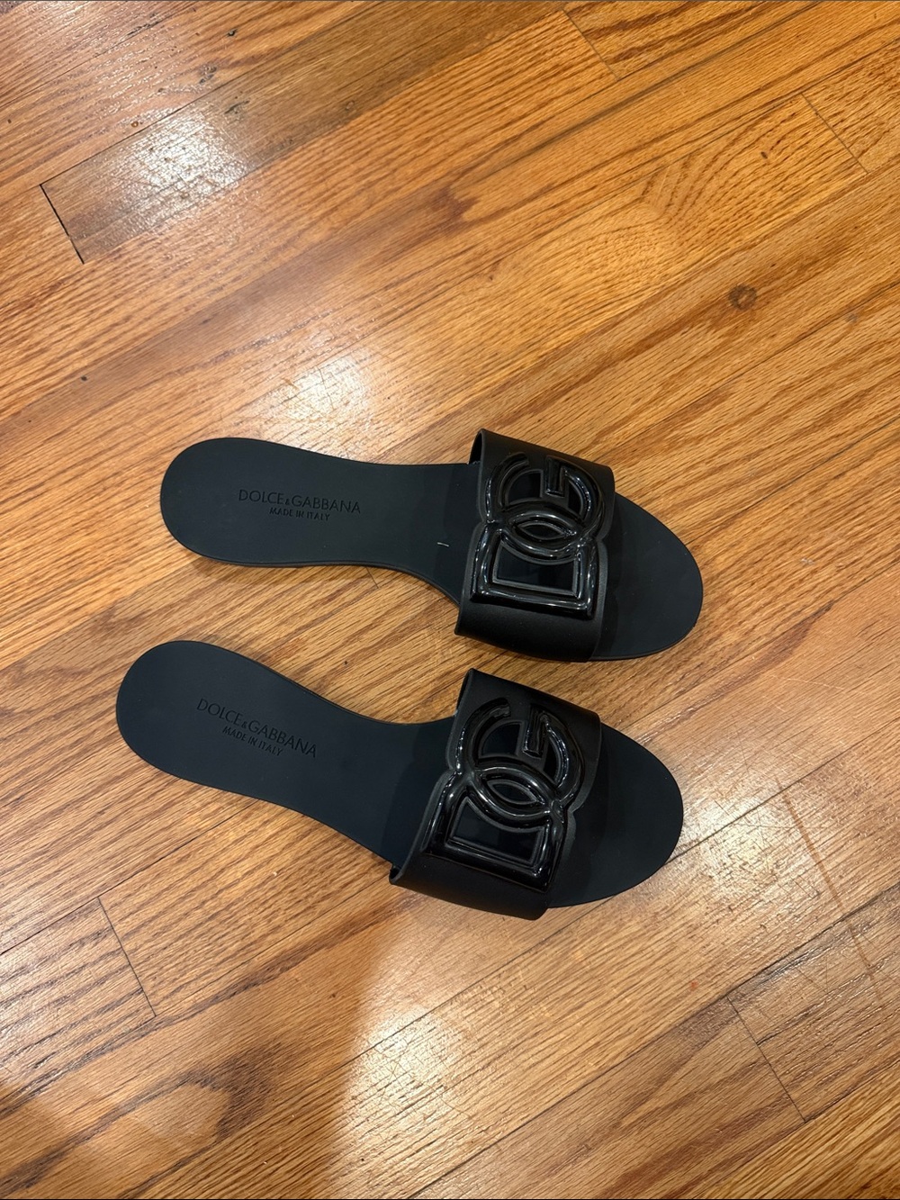 size 39 Dolce & Gabbana Black rubber Logo Slide Sandals no box